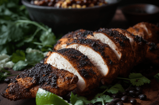 Succhi di pollo anneriti succosi con spezia cajun e burro all'aglio