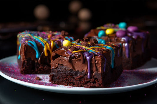 Brownies cosmici con ricca ganache al cioccolato