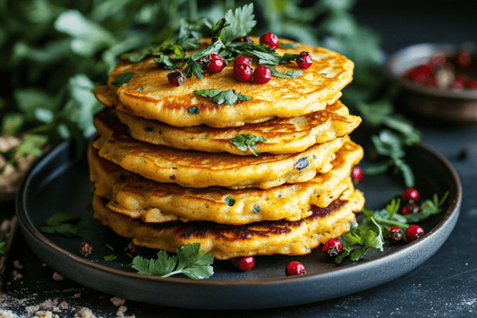 Pancakes de pois chiches salés (Besan Chilla) avec des herbes et des épices