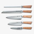 Haruta Ensemble de 5 couteaux de cuisine japonais en acier damas VG10 avec poignées et fourreaux en bois