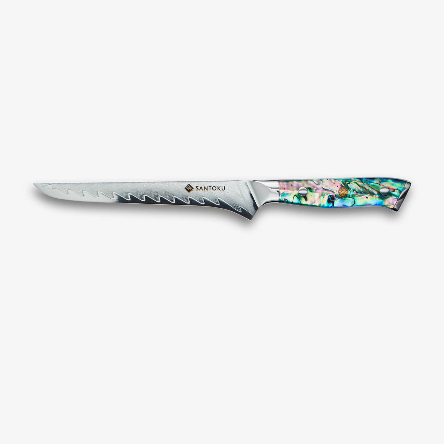 Chikashi (ちかし) Damas Steel Knife Set avec poignée d'ormeau