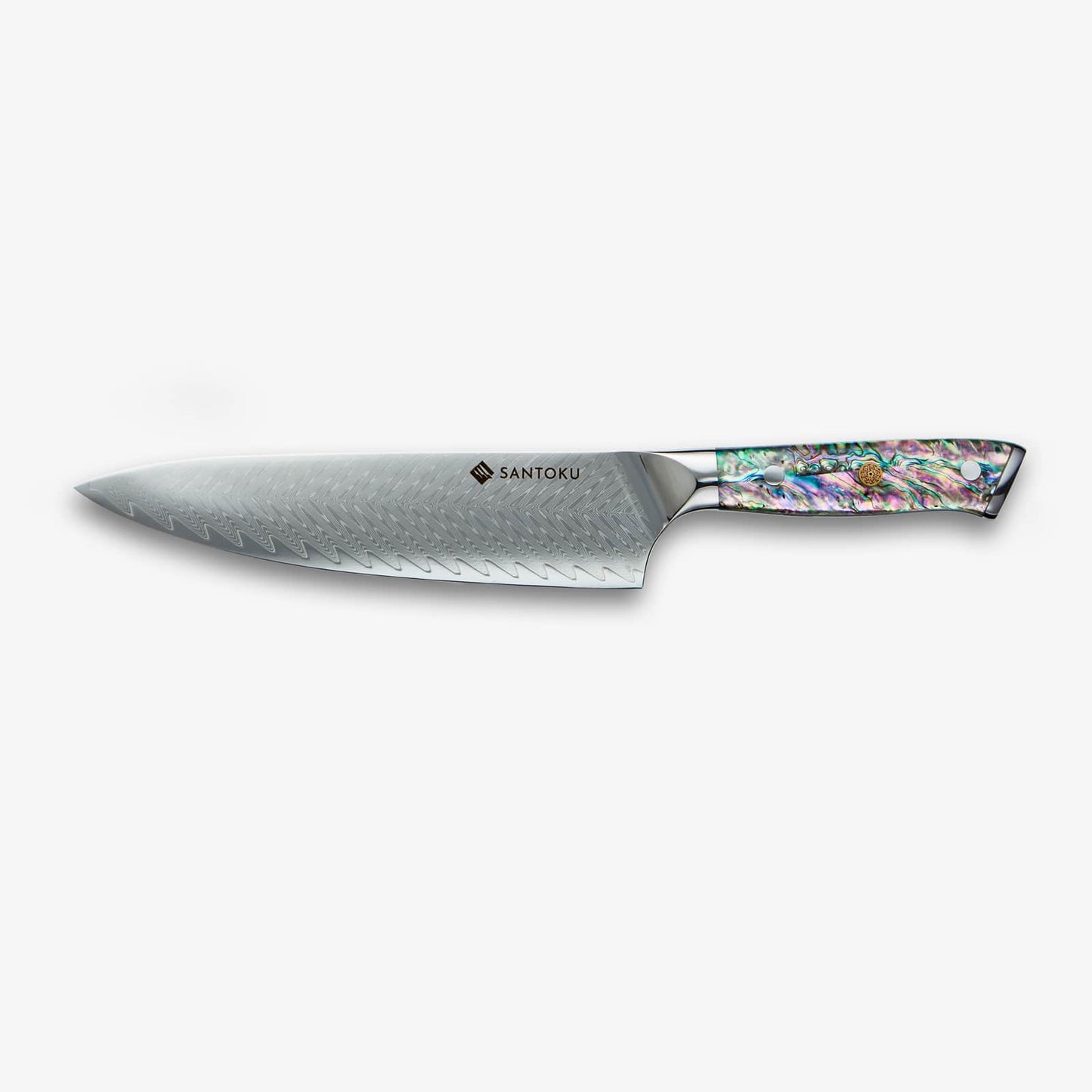 Chikashi (ちかし) Damas Steel Knife Set avec poignée d'ormeau