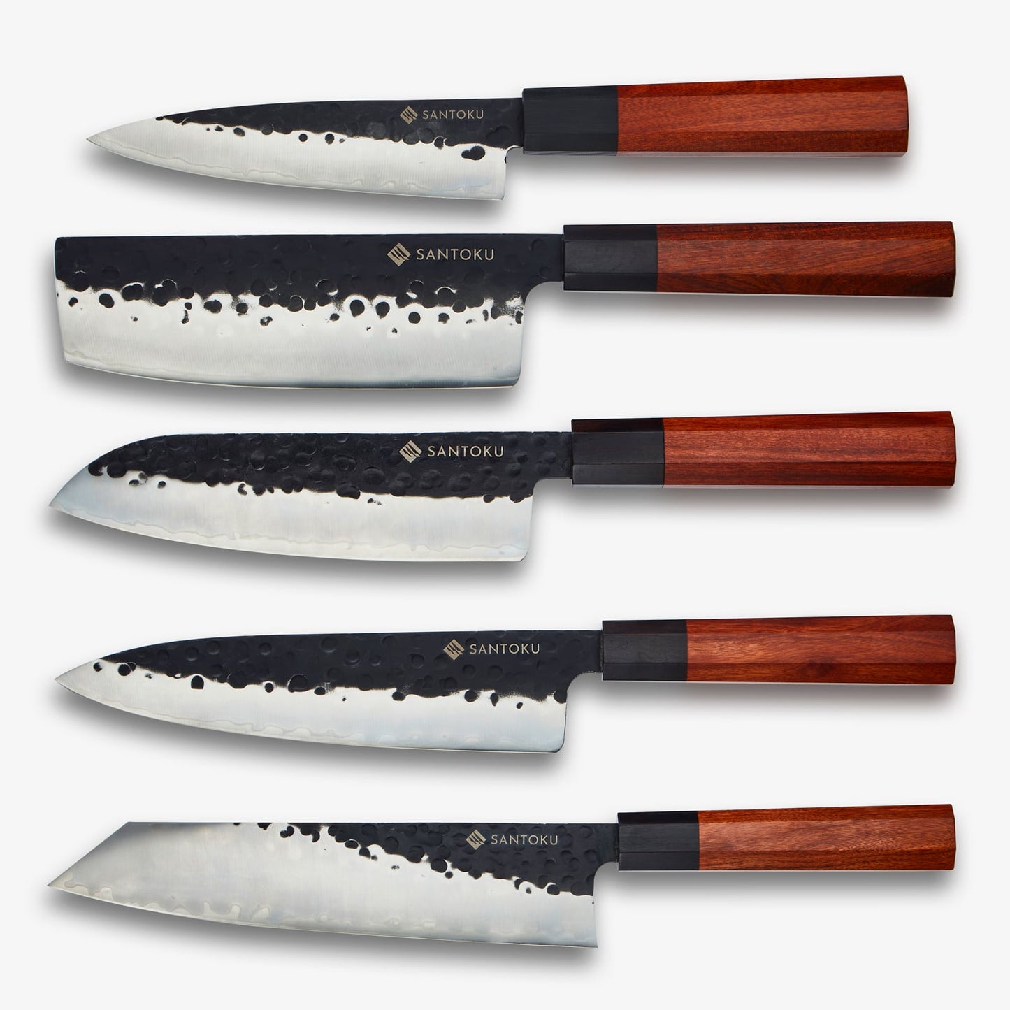 Série de couteaux Minato avec porte-couteau magnétique en bois Acacia