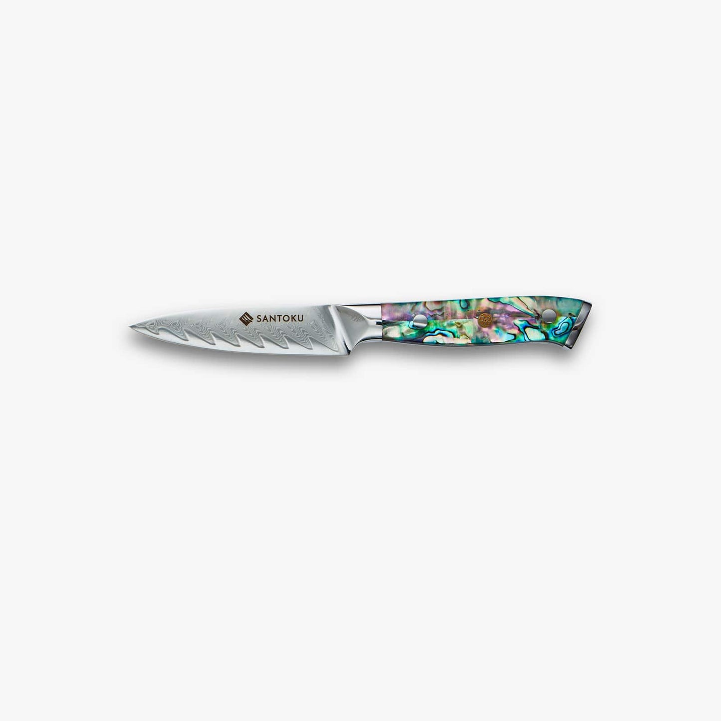 Chikashi (ちかし) Damas Steel Knife Set avec poignée d'ormeau