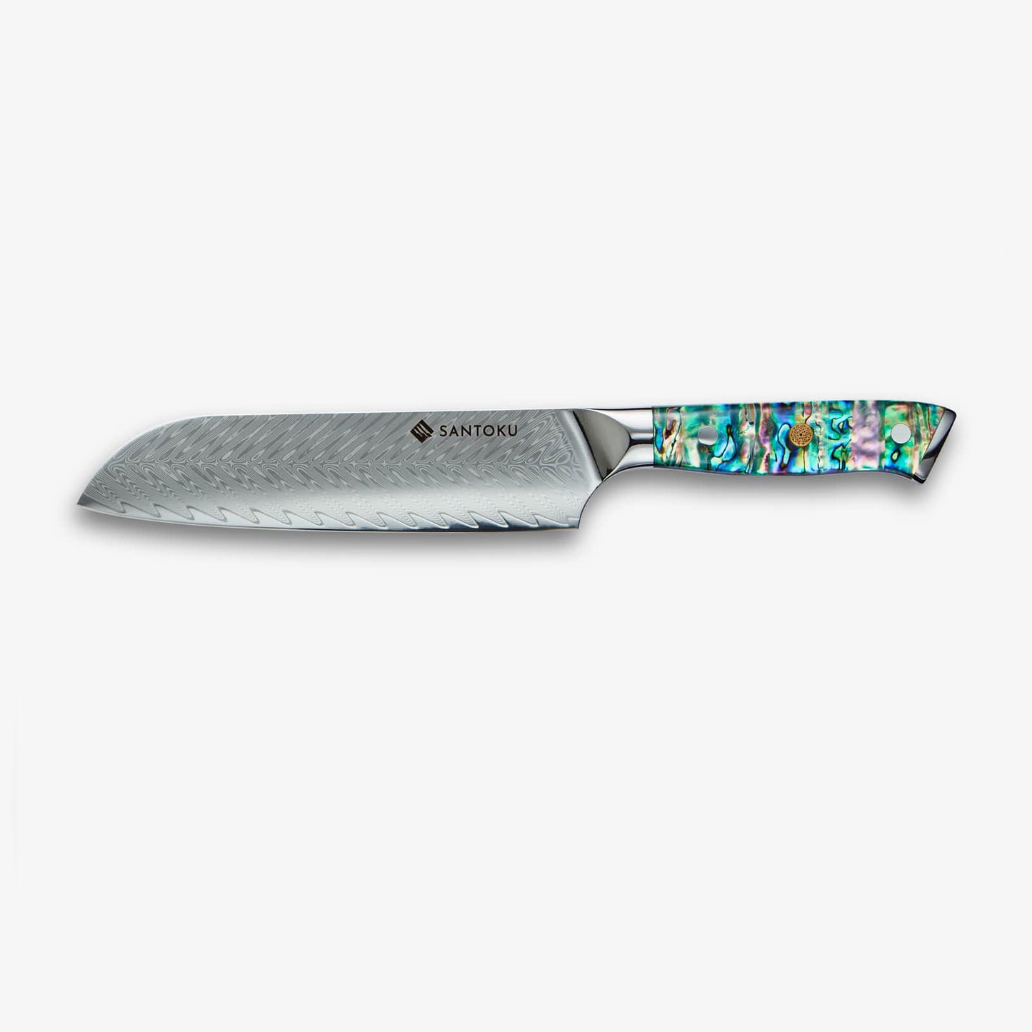 Chikashi (ちかし) Damas Steel Knife Set avec poignée d'ormeau