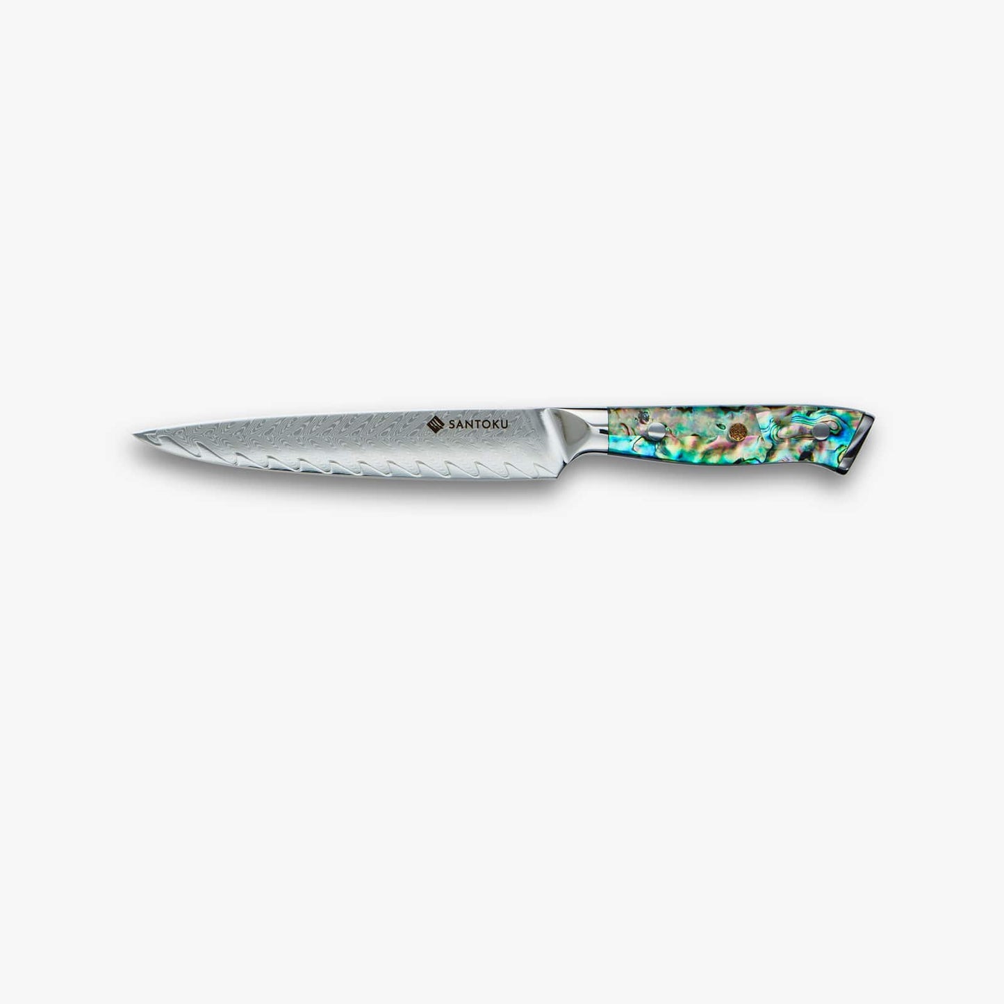 Chikashi (ちかし) Damas Steel Knife Set avec poignée d'ormeau