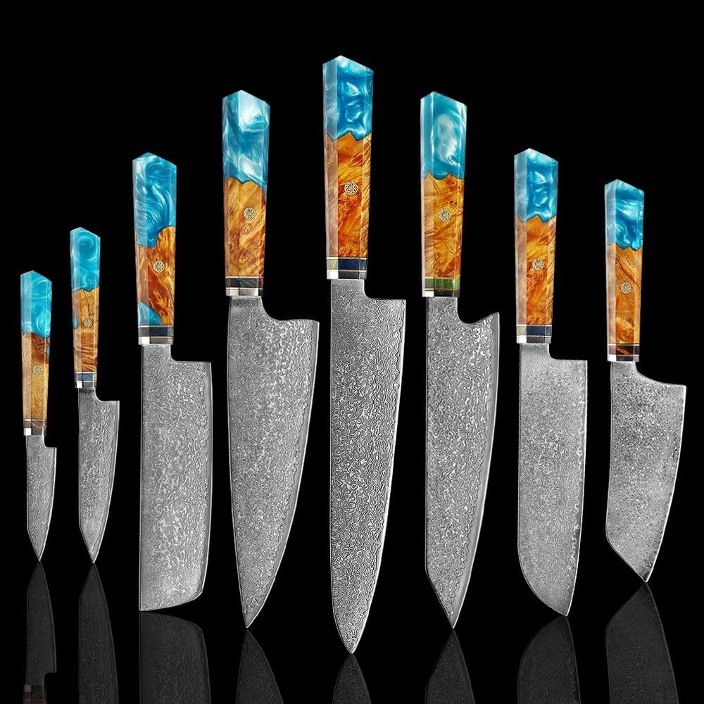 Couteaux en acier de Makito Damas avec poignée de résine bleue colorée