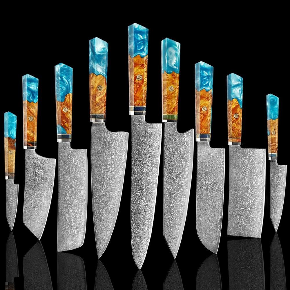 Couteaux en acier de Makito Damas avec poignée de résine bleue colorée