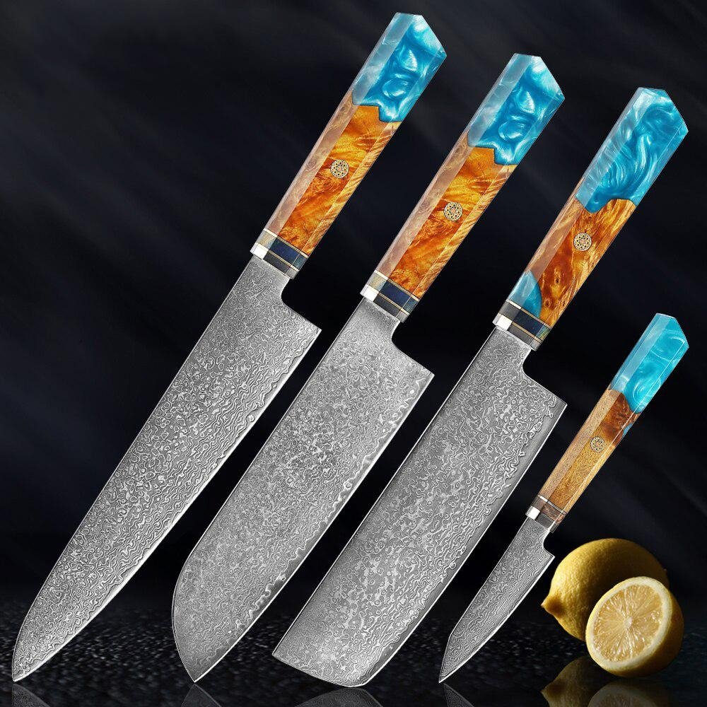 Couteaux en acier de Makito Damas avec poignée de résine bleue colorée