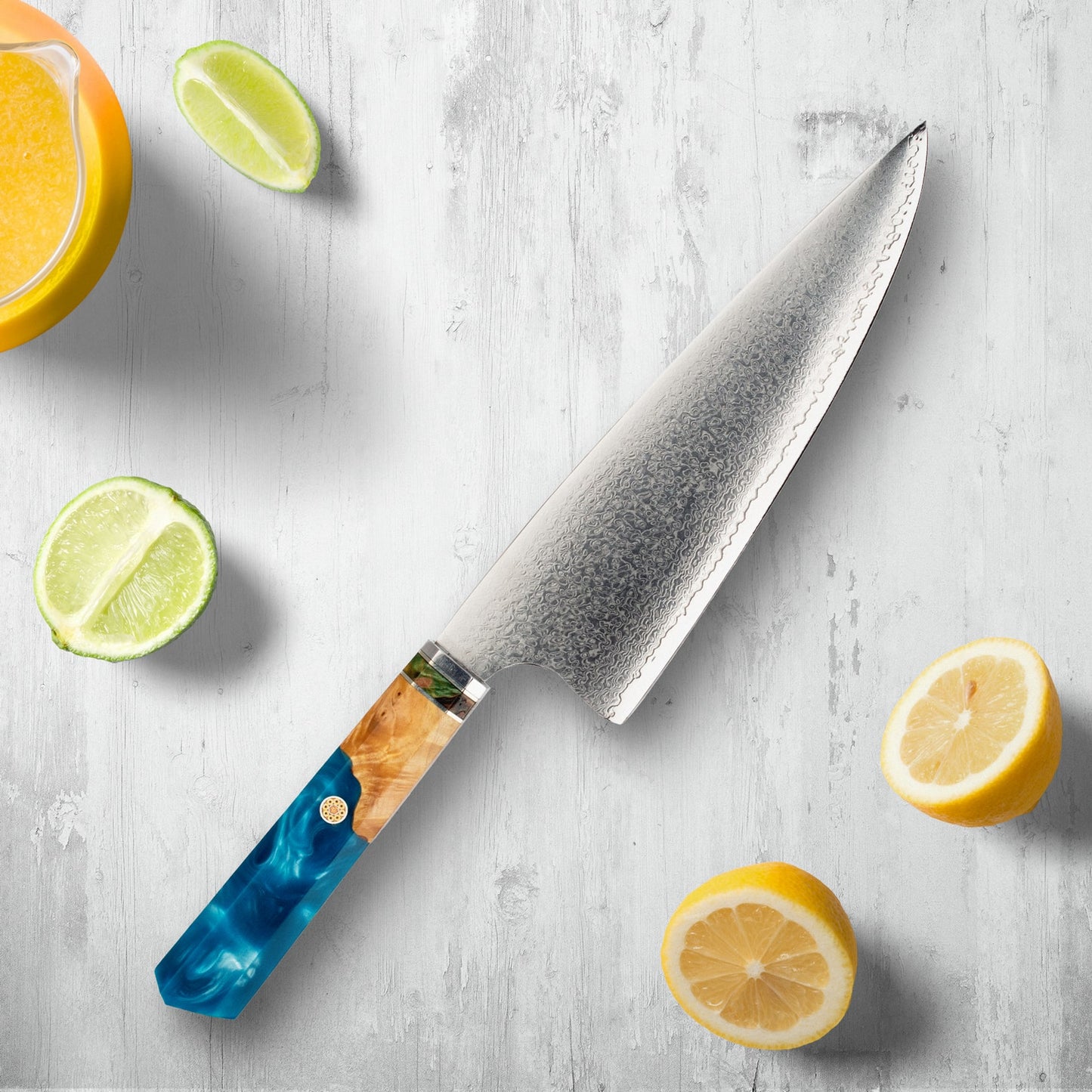Couteaux en acier de Makito Damas avec poignée de résine bleue colorée