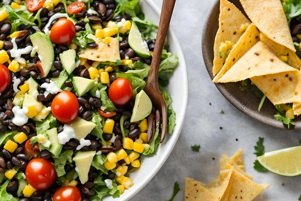 Salade de ranch au citron vert à l'avocat frais avec des légumes verts mélangés