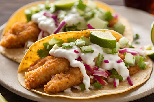 Tacos de poisson frappé par la bière croustillante