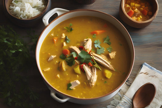 Soupe épicée de Mulligatawny avec du poulet et des légumes