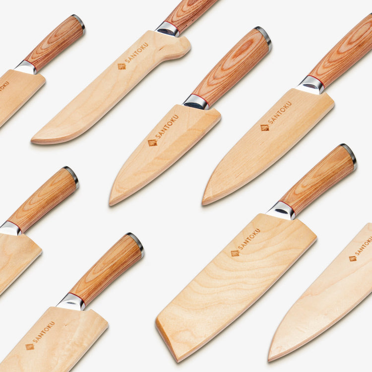 Haruta 10-teiliges Küchenmesserset aus japanischem Damaststahl VG10 mit Holzgriffen und Scheiden