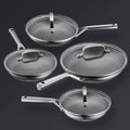 Ensemble de poêles et couvercles Hive Hybrid™ 8 pièces (4 poêles à frire + 4 couvercles assortis)