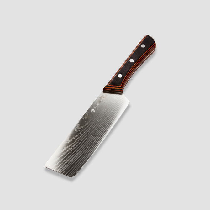 Yuhi - Ensemble de 6 couteaux de cuisine à motif damas avec poignées en bois de Pakka et coffret cadeau