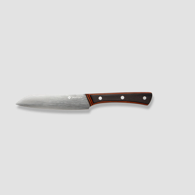 Yuhi - Ensemble de 6 couteaux de cuisine à motif damas avec poignées en bois de Pakka et coffret cadeau