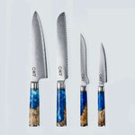 Coltello Aiko in Acciaio Damasco Blu con Manico in Resina Color Blu