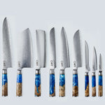 Coltello Aiko in Acciaio Damasco Blu con Manico in Resina Color Blu