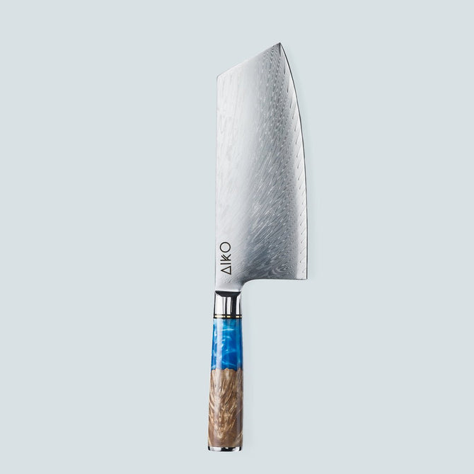 Coltello Aiko in Acciaio Damasco Blu con Manico in Resina Color Blu